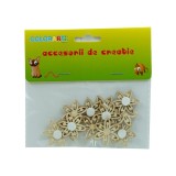 Accesorii creatie , flori din lemn, cu adeziv, set 12 bucati