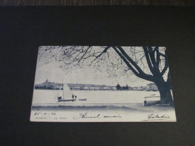Carte Poștală Elveția - Geneva &amp;quot;Le Port&amp;quot; cu Velier (cel mai probabil din perioada 1900&amp;ndash;1940) foto