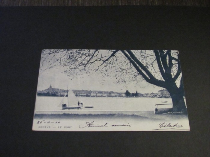 Carte Poștală Elveția - Geneva &quot;Le Port&quot; cu Velier (cel mai probabil din perioada 1900&ndash;1940)