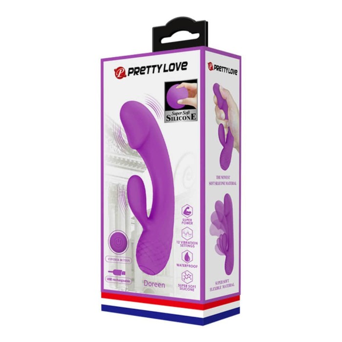 Pretty Love Ron - Vibrator iepuraș, mov, 17.5 cm
