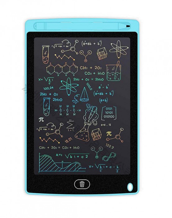 Tableta grafica de desenat pentru copii,color de 8.5 inch diagonala, cu buton de stergere si creion - Albastru deschis