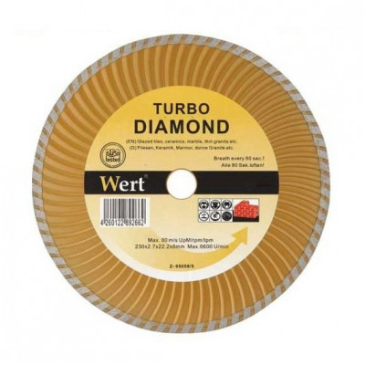 Disc diamantat turbo, taiere beton, piatra, granit Wert 2712-115, O115x22.2 mm foto