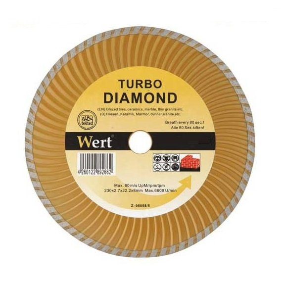 Disc diamantat turbo, taiere beton, piatra, granit Wert 2712-115, O115x22.2 mm