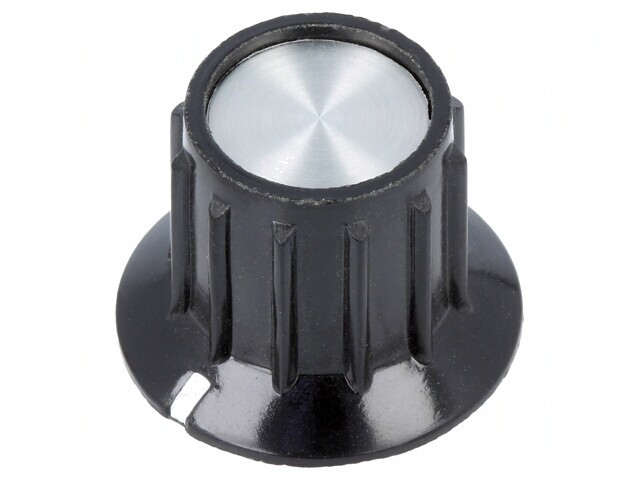 Buton rotativ cu flanșă plastic negru 6,35mm 14,7x15mm
