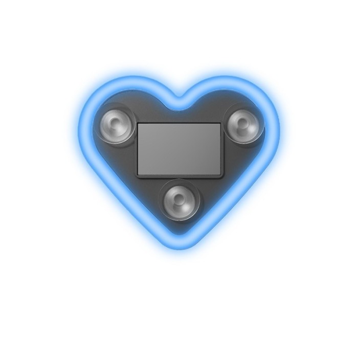 Lumina Auto Ambientala, Flippy, Model Inima, Incarcare Solara/USB, Afisaj Baterie, 9.7 x 8.4 x 1.6 cm, Albastru