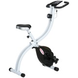 SPORTNOW Bicicletă Magnetică Pliabilă cu 8 Niveluri de Rezistență, Ecran LCD, Șa Reglabilă, Suport Tabletă, Roți, Senzor Puls, Oțel, Negru | Aosom Rom