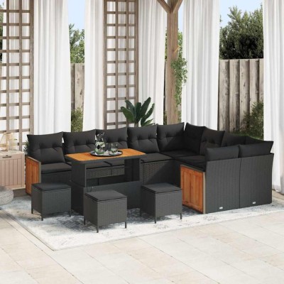 vidaXL Set de canapele pentru grădină 13 pcs Negru 110 x 55 x 71 cm 3363349 foto