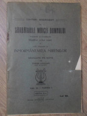 CANTARI BISERICESTI LA SARBATORILE MAICEI DOMNULUI, TROPARELE SI CONDACELE SFINTILOR CELOR MARI-ARANJATE PE NOTE foto