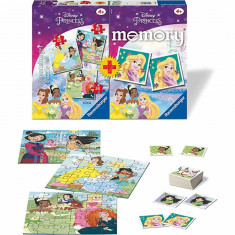 Puzzle + Joc Memory Printesele Disney, 25/36/49 Piese