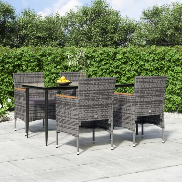 Gossi set de servit masa pentru gradina, 5 piese, gri si negru