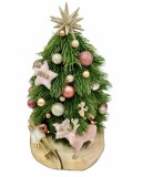 Bradut de Craciun cu globuri, accesorii si instalatie LED (Roz Auriu), Eventissimi&reg;