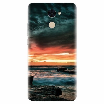 Husa silicon pentru Huawei Y7 Prime 2017, Dramatic Rocky Beach Shore Sunset foto