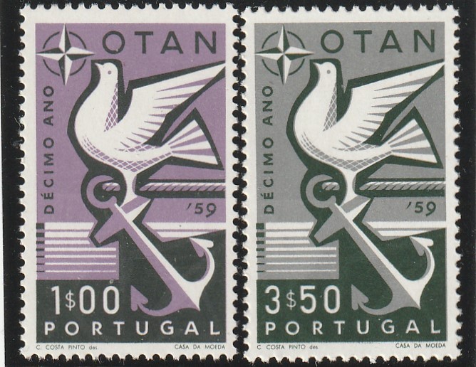Portugalia 1960 - Organizatii Internationale , N.A.T.O. (O.T.A.N.) , 10 ani , MNH , Mi.878-879