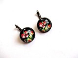 cercei sticla cu model floral 35548