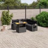 vidaXL Set mobilier de grădină cu perne, 6 piese, negru, poliratan 3271748