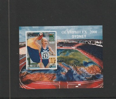 ROMANIA 2000 LP 1524 OLYMPHILEX SYDNEY 2000 COLITA NEDANTELATA MNH NESTAMPILATA foto