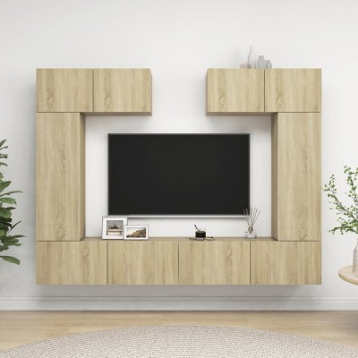vidaXL Set de dulapuri TV, 6 piese, stejar sonoma, lemn prelucrat 3079014 foto