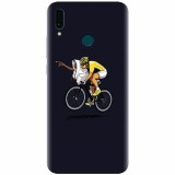 Husa silicon pentru Huawei Y9 2019, ET Riding Bike Funny Illustration