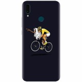 Husa silicon pentru Huawei Y9 2019, ET Riding Bike Funny Illustration