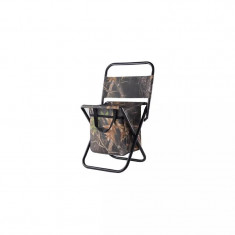 Scaun pliabil, gradina, camping, pescuit, Verk Group, cu spatar, geanta termoizolanta ,model camuflaj, 39x31x56 cm