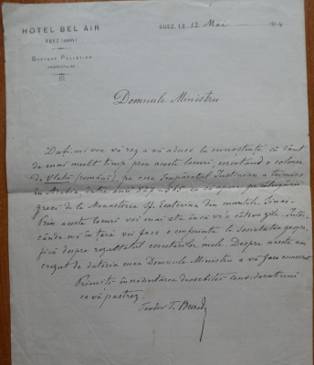 Scrisoare Teodor Burada din Egipt, 1914, despre vlahii trimisi de Iustinian foto