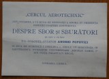 Cumpara ieftin Invitatie la conferinta Cercul Aerotehnic; Despre sbor si sburatori, Col. aviator Andrei Popovici, interbelica