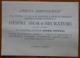 Cercul Aerotehnic ; Despre sbor si sburatori , Col. aviator Andrei Popovici