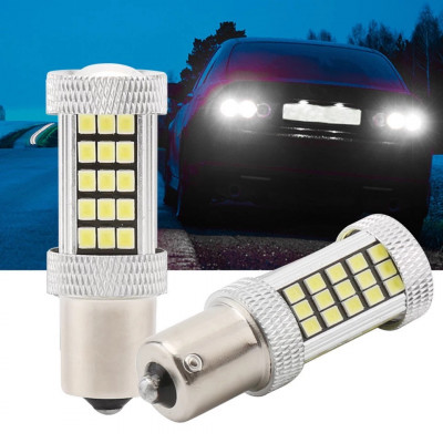 Bec led canbus P21W / BA15S, led 2835, alb pur 6000k, model X9 foto