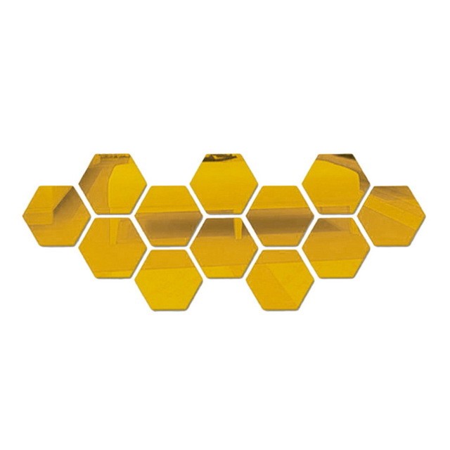 SET Oglinzi Decorative Acrilice Design Hexagon Gold - MyStyle Luxury Home 24 bucati/set