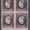 ROMANIA 1867 LP 20 c REGELE CAROL I CU FAVORITI 20 PARALE HARTIE SUBTIRE NEGRU/HARTIE ROZ BLOC DE 4 TIMBRE GUMA ORIGINALA SARNIERA