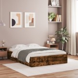 VidaXL Cadru pat cu sertare stejar fumuriu 120x190 cm lemn prelucrat