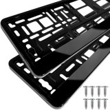 Set 2 rame numar auto universale Xtrobb din ABS, negre, cu montaj rapid