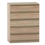 Cumpara ieftin Comoda cu 5 sertare din mdf maro stejar sonoma Hany 90x49x117 cm