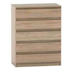 Comoda cu 5 sertare din mdf maro stejar sonoma Hany 90x49x117 cm