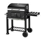 Cumpara ieftin Gratar BBQ pe carbune, capac rabatabil cu termometru, roti transport, 115x46x106 cm, grill 61.5x46x51 cm