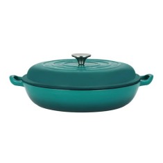 Cratita cu capac, fonta emailata, turcoaz, 4 L, Perfect Home foto
