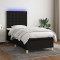vidaXL Pat cu arcuri, saltea și LED, negru, 90x190 cm, textil 3135719