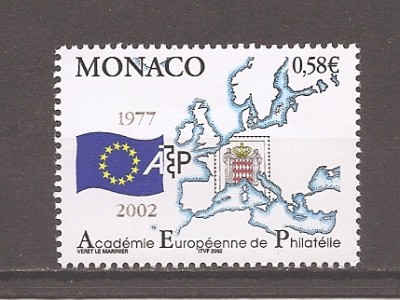 Monaco 2002 - A 25-a aniversare a Academiei Europene de Filatelie, AEP, MNH foto