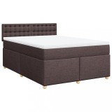 Cumpara ieftin Pat continental cu saltea, maro inchis, 140x200 cm, textil