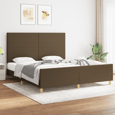 vidaXL Cadru de pat fără saltea, maro &amp;icirc;nchis, 180x200 cm, textil 3124914 foto