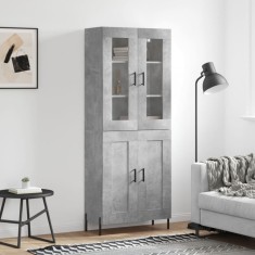 Dulap &amp;icirc;nalt, gri beton, 69,5x34x180, lemn compozit foto
