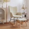 VidaXL Scaun balansoar cu taburet, crem, textil 328020