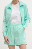 Adidas Originals pantaloni scurți Firebird femei, culoarea turcoaz, cu imprimeu, high waist, JD0819