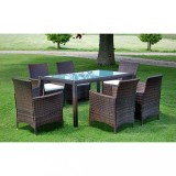 VidaXL Set mobilier de exterior cu perne, 7 piese, maro, poliratan 43119