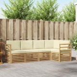 vidaXL Set canapea sectională 5 pcs Alb și crem Lemn Solid de Acacia 3391815