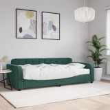 Cumpara ieftin Gossi pat de zi cu saltea, verde inchis, 90x200 cm, catifea