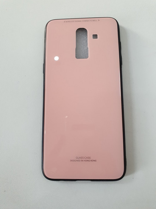 Husa Glass Case Samsung Galaxy J8 2018 + Cablu de date CADOU