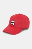 Karl Lagerfeld șapcă de baseball din bumbac IKON culoarea roșu, cu imprimeu, A1W33037