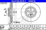 ATE 24.0130-0219.1 Disc frana pentru AUDI TT ventilat, acoperit (cu un strat protector), continut ridicat de carbon, cu suruburi