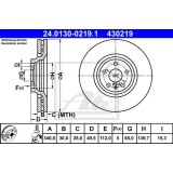 ATE 24.0130-0219.1 Disc frana pentru AUDI TT ventilat, acoperit (cu un strat protector), continut ridicat de carbon, cu suruburi
